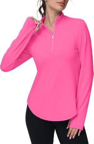 Women's Golf Polo Long Sleeve Workout Tops V Neck UPF 50+ Sun Protection Quick Dry Lightweight Active Tennis Shirts