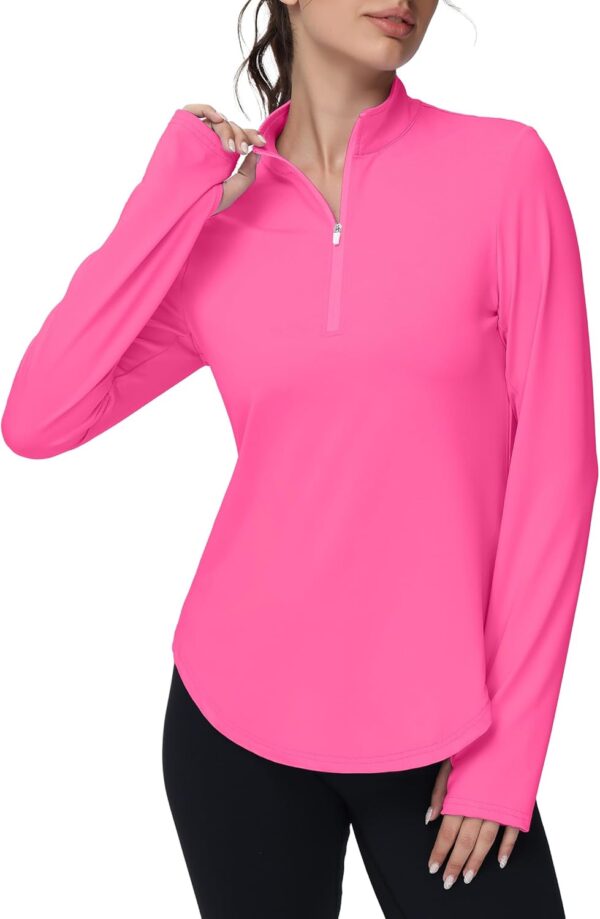Women's Golf Polo Long Sleeve Workout Tops V Neck UPF 50+ Sun Protection Quick Dry Lightweight Active Tennis Shirts