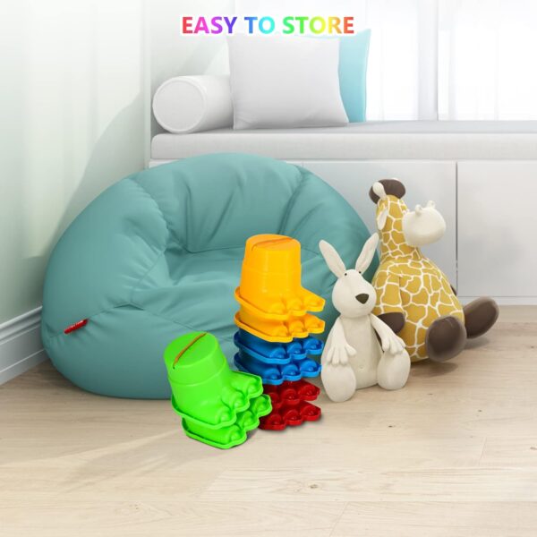 IROO Balancing Stilts for Kids, 4 Pairs Walking Stilts Monster Feet for Balance and Coordination, Toys for Girls & Boys for Age 4-10 Years Old Indoor or Outdoor Play (8 Stilts Total)