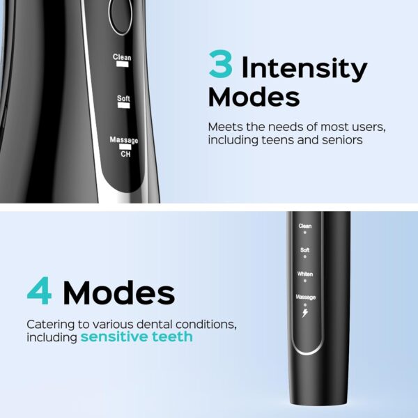 COSLUS Water Flosser & Electric Toothbrush Combo: 300ML, Portable, Cordless, Waterproof, Black, Teeth Cleaning, Deep & Daily Use - Water Dental Pick Oral Care Combo
