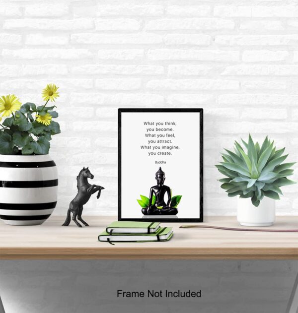 Buddha Quotes Wall Decor - Inspirational Quote Wall Art - Zen Meditation Decor - Buddha Statue Art - Spiritual Gifts for Women, Men - New Age Spa Room Decoration - Yoga Artwork - Buddhism Buddhist