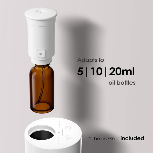 Waterless Diffuser for Essential Oil Nebulizer Battery Operated Mini Scent Air Machine Aromatherapy Atomizing Diffuser 4 Timers 3 Mist Level for Home Room Cars Office AN6 White