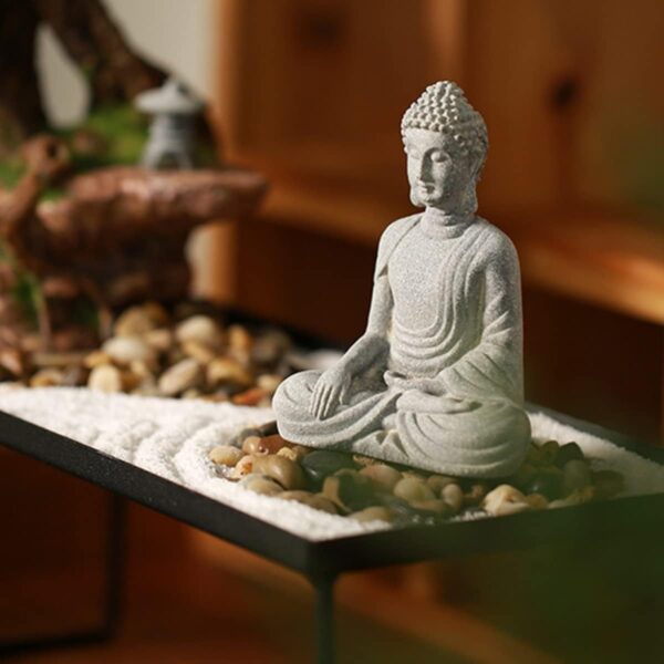 Buddha Statue and 2 Japanese Lantern Pagoda Statues Zen Garden Accessories Buddha Statues for Home Decor Mini Meditation Decor, Buddha Decor, Zen Decor