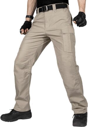FREE SOLDIER Men's Water Resistant Pants Relaxed Fit Tactical Cargo Work Pants with Multi Pocket