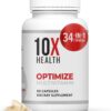 10X Health Optimize Methylated Multivitamin for Men & Women - 34 in 1 Formula with 800 mcg of Vitamin B12, Vitamin E, 5-MTHF, B Complex, NAC, Magnesium & Zinc Multivitamins - 90 Capsules