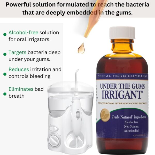 61KF5i1cmaL._AC_SL1000_.jpg Dental Herb Company - Under The Gums Irrigant Concentrate (4 oz.) for Oral Irrigators