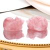 QINJIEJIE Rose Quartz Cat Decor Pink Gift Crystals Sleeping Cat Statue Stone Figurine Carved Polished Gemstones Decors Office Room Home Desk Lucky Healing Valentines Decoration for Women Cat Lover