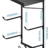 Yoga Mat Holder Wall Mount Yoga Mat Storage Rack Home Gym Accessories with 3 Sectional and 7 Hooks for Hanging Foam Roller and Resistance Bands at Fitness Class or Home Gym
