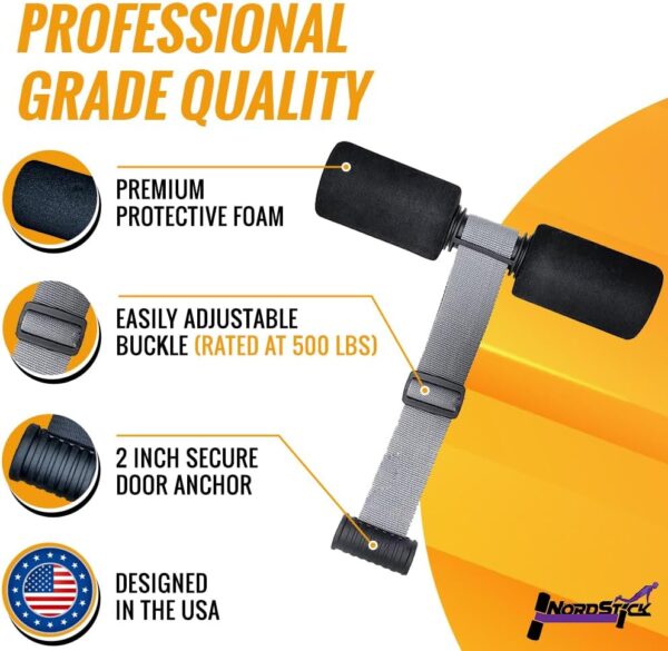 NordStick Nordic Hamstring Curl Strap - Original Nord Stick Exercise Set for Home and Travel - 5 Second Set Up