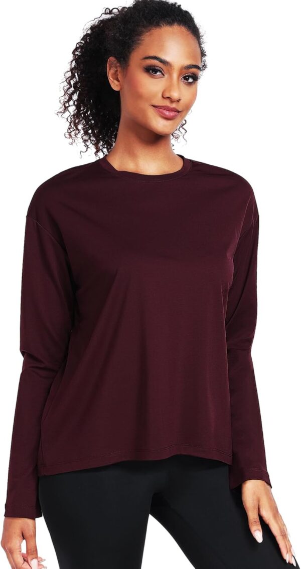 Long Sleeve Workout Tops for Women Athletic Crewneck Hiking Shirt Loose Fit Casual Tops