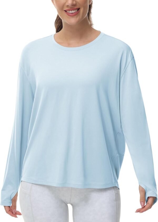 THE GYM PEOPLE Women's Long Sleeve Workout Shirts Back Loose Fit Running Tee Tops with Thumb Hole