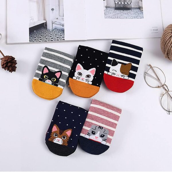 Hellomamma Grip Socks for Women, Non Slip Yoga Animal Socks for Pilates Dance Hospital Ballet Workout Non Skid Cat Socks