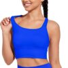 XUNYU Longline Sports Bra for Women Y Back Workout Tank Tops with Built in Bras Supportive Yoga Padded Crop Top