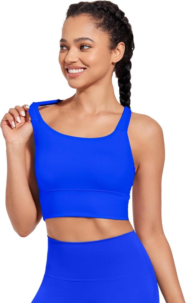 XUNYU Longline Sports Bra for Women Y Back Workout Tank Tops with Built in Bras Supportive Yoga Padded Crop Top