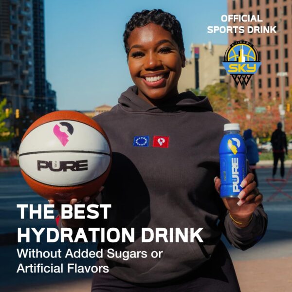 Pure Fuel Hydration Drinks Watermelon Blast - Plant-Based Healthy Electrolyte Drinks with B-Vitamins - No Added Sugar - 12 Pack x 16.9 fl oz Bottles