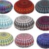 Cotton Large 32" Mandala Floor Pillow Cover Meditation Cushion Seating Throw Cover Hippie Decorative Bohemian Pouf Bohemian Indian Pouf Cover (Blue)