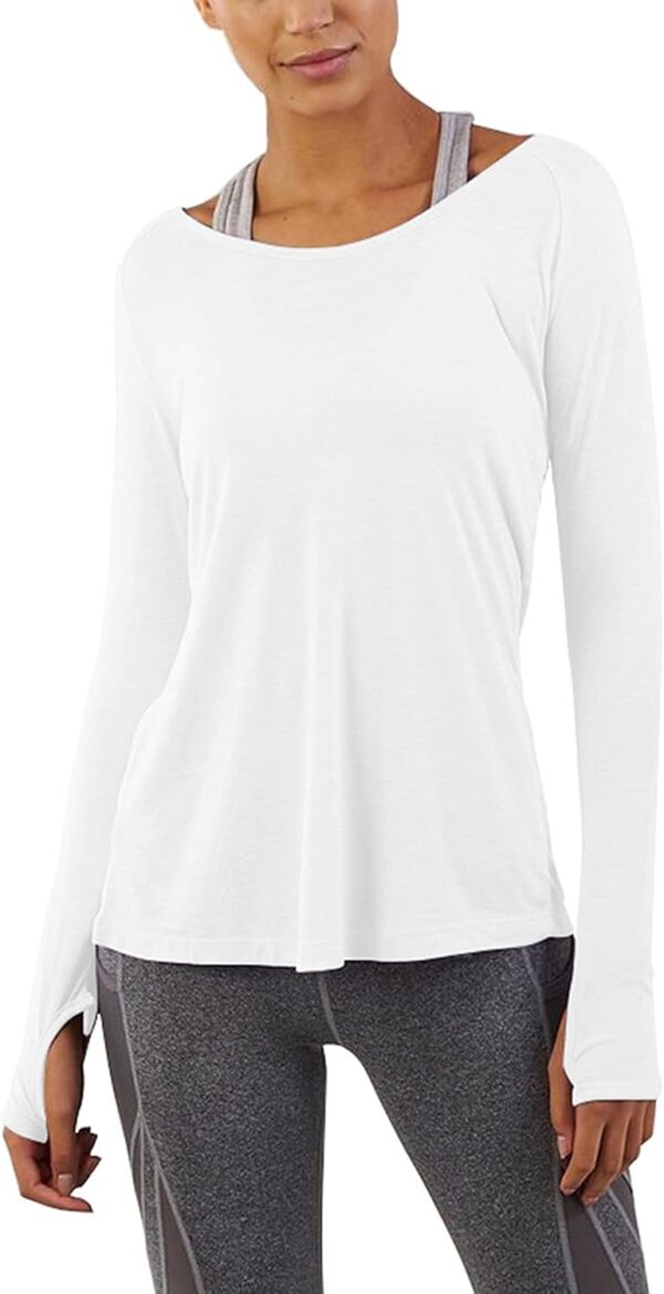 Bestisun Long Sleeve Yoga Workout Tops Lightweight Thumbhole Shirts Athletic Wear for Women