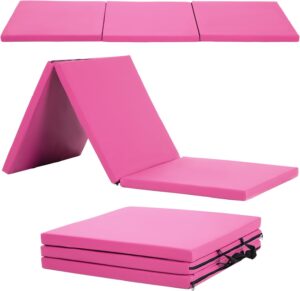 Gymnastics Tumbling Mats 2'x6'x1.6" Gymnastics Mat Fold Yoga Mat 1.6" Thick Exercise Mat Portable Mat for home Workout outdoor Exercise Mat PU leather Gymnastics Crash Mat
