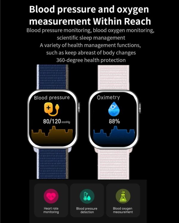 Smart Watch for Men Women for Android iOS Phones Compatible with iPhone, Smartwatches Fitness Tracker with Call/SMS/Heart Rate/Blood Oxygen Monitor/Pedometer/Nylon Sport Bands (Rose Gold)