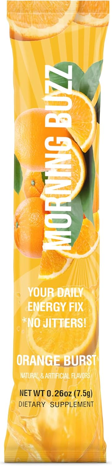 Morning Buzz Energy Powder Drink - Energy Boost Drink Mix - Sugar-Free Energy with Antioxidants - Morning Kickstart and Sports Nutrition Endurance Product - 15 Servings, Orange Burst, 4 Ounces