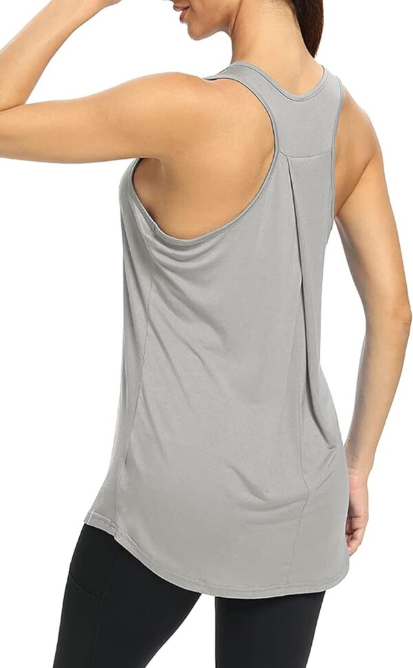 Bestisun Workout Yoga Athletic Shirts Racerback Long Tank Tops Loose fit for Women