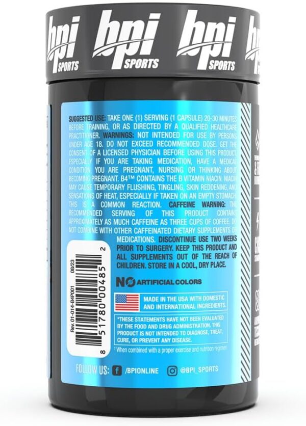 BPI Sports B4 – Extra-Strength Fat Burner – Keto-Friendly – Appetite Suppressant – Caffeine, Niacin, Quercetin, Yohimbine – 30 Servings – 710mg