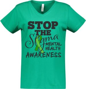 61LxzoxPVWL._AC_SL1200_.jpg inktastic Mental Health Awareness Stop The Stigma Women's V-Neck T-Shirt