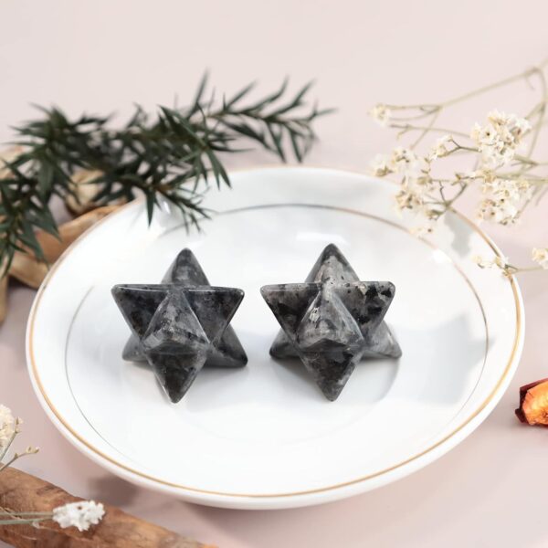 Natural Labradorite Merkaba Crystal Protection Sacred Meditation Energy Generator Healing Chakra Six-Pointed Star 1 Inch
