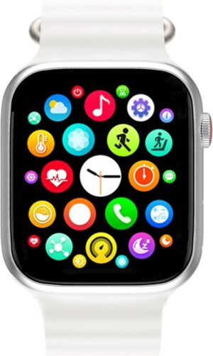Smart Watch for Women Men for Android Phones iPhone Compatible, 2.09'' Smartwatches Fitness Tracker with Call/SMS/Heart Rate/Blood Oxygen Monitor/Pedometer/2 Bnads (White)