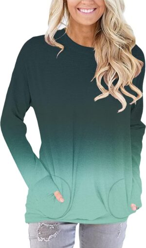 Angerella Women's Casual Loose Fit Pocket Shirts Printed Tops