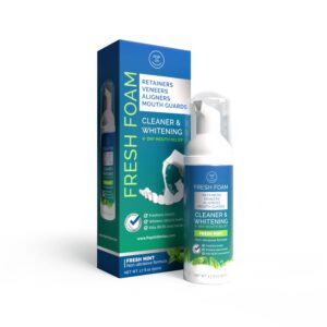 Aligner Fresh Foam Whitening & Retainer Cleaning Foam for Invisalign, ClearCorrect, Essix, Vivera, Mouth Guards, Night Guards, Veneers, Whitens Teeth, Freshens Breath, 3% Hydrogen Peroxide, 1 Pk, Mint