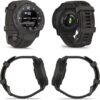 Wearable4U - Garmin Instinct Crossover Solar, Rugged Hybrid Smartwatch, Analog Hands and Digital Display 1.27 in, Graphite with E-Bank Bundle