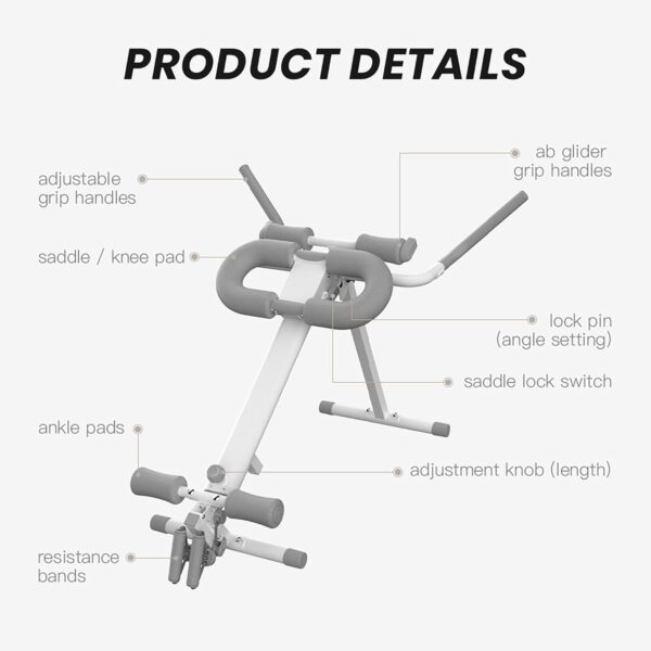 WONDER CORE Pro Max Workout Equipment Home Gym, 4-in-1 Exercise Equipment: Rowing Machine, Leg Press Machine, Ab Glider Machine, Roman Chair, Fitness Equipment for Abdominal & Core Strength Training