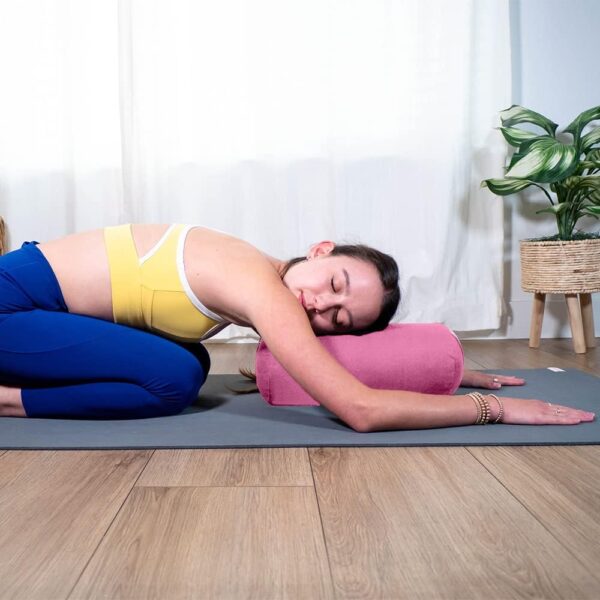 Sol Living Yoga Bolster Pillow for Restorative Yoga Meditation Bolster 100% Cotton Cylindrical Meditation Cushion Firm Yoga Cushion Bolster Washable Cover Body Pillow for Balance Support Asana Poses