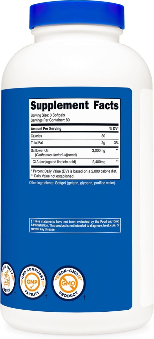 61NxhrTy8L._AC_SL1500_.jpg Nutricost CLA (Conjugated Linoleic Acid) 2,400mg, 240 Softgels - Gluten Free, Non-GMO, 800mg Per Softgel