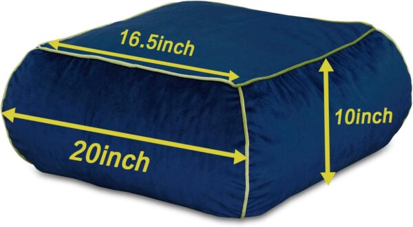 Square Floor Cushion Features Luxury Royal Blue Velvet Cover and Insert Bean Foam Filling, Versatile Use as Pouf Footstool and Ottoman Pillow in Home, Yoga Meditation Seat, and Bedroom Décor