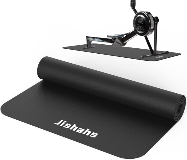 61NAyDRZsDL._AC_SL1500_.jpg JISHAHS Universal Indoor Rowing Machine Mat- 8.5 x 2.3 FT Exercise Equipment Mat for Concept 2, Nordictrac, Peloton, Sunny, Hydrow etc. Extra Long Non-Slip and Waterproof, Under Rower Floors Protection