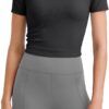 G4Free Workout Shirts Women Slim Fit Athletic Gym Work Out Tops Crop Short Sleeve Basic Yoga Tshirts Casual Summer