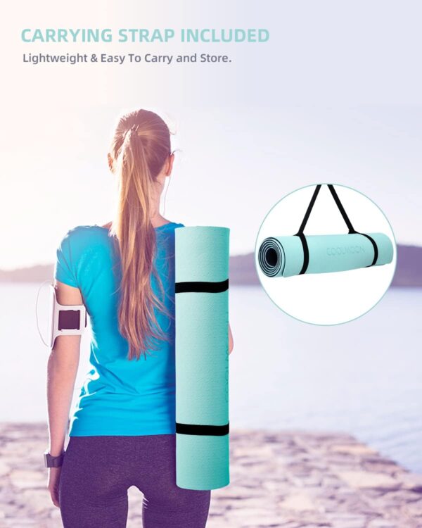COOLMOON Yoga Mat Non Slip, Anti-Tear 1/4 Thick TPE Yoga Mats for Women and Men, 72"x24" Exercise & Fitness Mat with Carrying Strap, Workout Mats for Yoga, Pilates and Floor Exercise