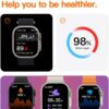 Smart Watch for Men Women Android iPhone Compatible, 2.09'' Smartwatch Fitness Tracker Watch with Heart Rate Blood Oxygen Sleep Monitor Pedometer Bluetooth Call SMS & 2 Bands (Black)
