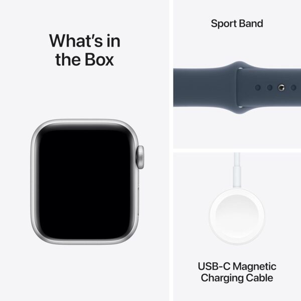 Apple Watch SE (2nd Gen) [GPS 40mm] - Silver Aluminum Case with Storm Blue Sport Band, S/M (Renewed)