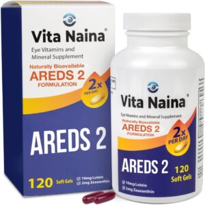 Vita Naina (120 SoftGels) | AREDS2 Eye Vitamins and Mineral Supplement (Zeaxanthin 2mg) | High Bioavailability and Bio-Absorption Formula | Easy on Your Digestive System | Easy to Swallow