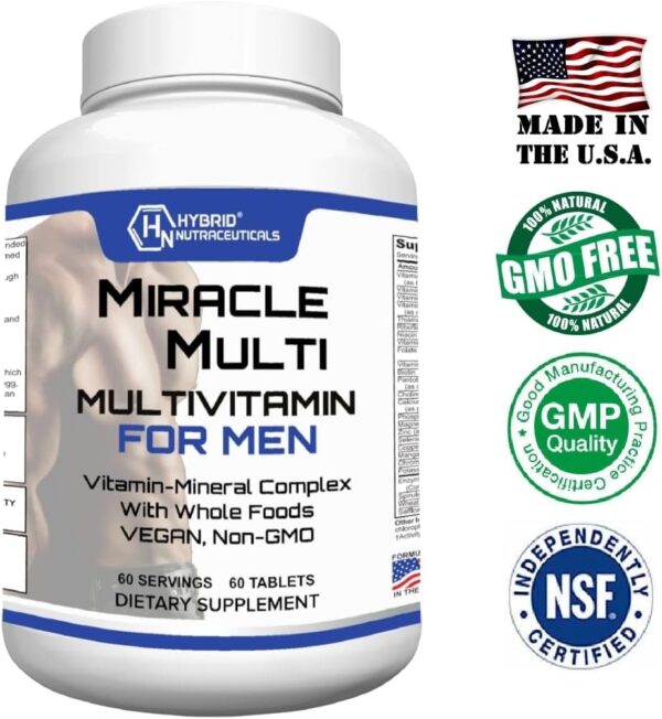 Performance Blend, Best Multivitamin for Men, Vitamin and Mineral Supplement with Probiotics, Superfood Enzyme Blend for Optimized Heart, Prostate, Stamina, Energy, Non-GMO, 60 Day Supply