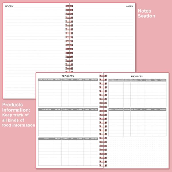Weekly Meal Planner - A5 Weekly & Daily Meal Prep Journal with Shopping and Grocery Lists for Menu Planning, 93 Sheets/186 Pages Healthy Diet & Weight Loss Tracking, Undated, 52 Weeks, Lasts 1 Year,