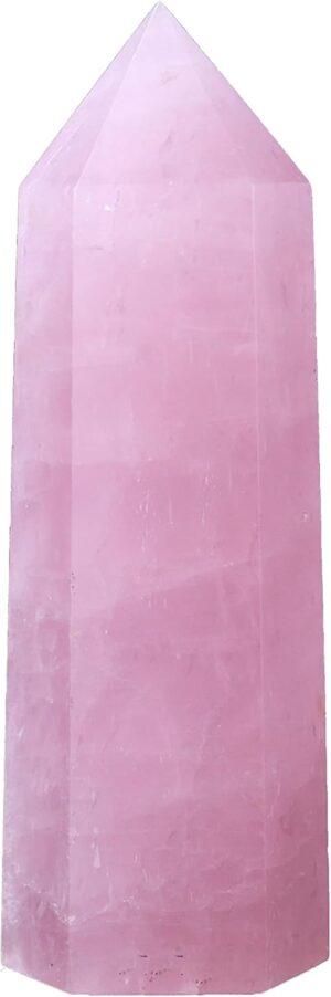 Runyangshi Large Rose Quartz Natural Healing Crystal Wand 4.72"-5" Crystals Tower 6 Faceted Single Point Crystal Prism Wand Natural Stones for Meditation Reiki Chakra Therapy Home Decor Gift