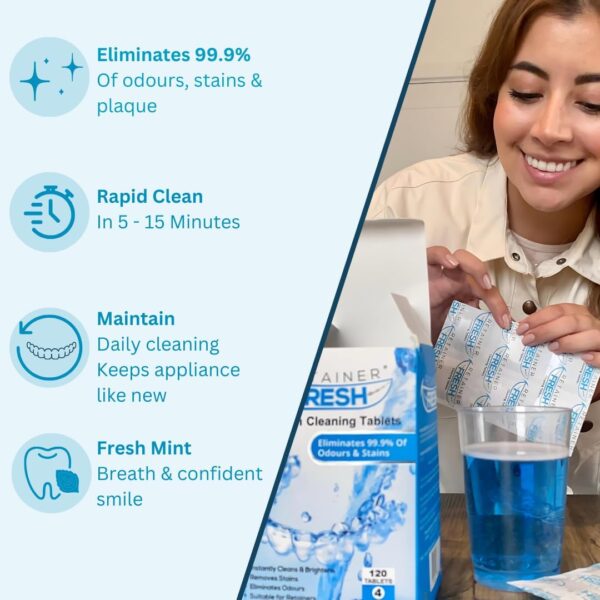 Retainer Cleaner Tablets Invisalign Cleaner, Mouth Guard Cleaner, Night Guard Cleaner, Denture Cleaning, Tablets for Ultrasonic Cleaner. 36 Tablets - 1 Month Supply by Retainer Fresh