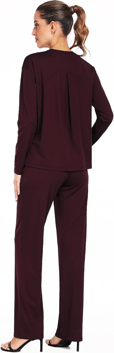 Long Sleeve Workout Tops for Women Athletic Crewneck Hiking Shirt Loose Fit Casual Tops