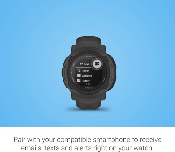 Garmin Instinct 2 Solar, GPS Outdoor Watch, Solar Charging Capabilities, Multi-GNSS Support, Tracbak Routing, Graphite