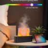 Flame Air Diffuser, Humidifier, Essential Oil Diffuser - 7 Colors, 180mL Capacity (8 Hours), Noiseless Operation, Auto-Off Protection - Perfect for Home Bedroom Office Gifts(Black)