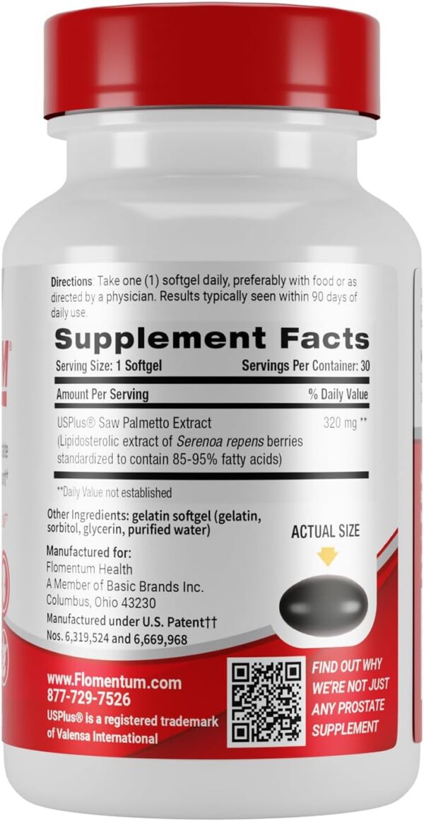 Flomentum® Saw Palmetto for Men Prostate Supplement | Prostate Support Supplement for Men's Health | USP Verified - Healthy Urinary Flow & Urinary Function - 320mg Once Daily (30 Count)